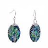 Paialco Oval Dangle Abalone Shell Earrings, Handmade Tree Shape Wrapped