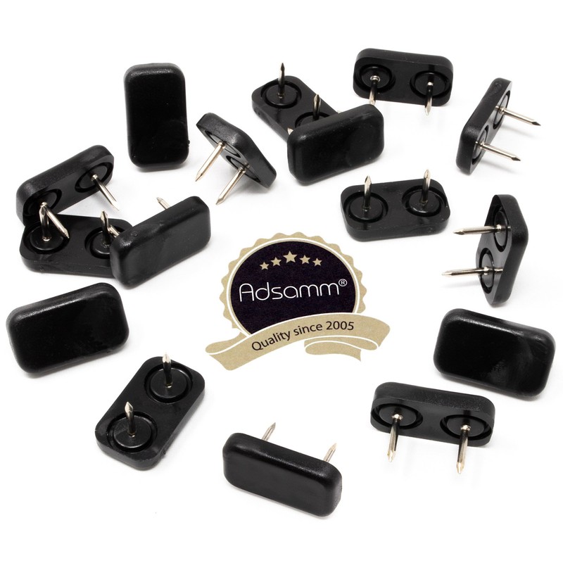 Adsamm® 16 x Plastic Gliders with 2 Nails / Black