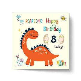 Papa Prints Birthday Cards Kids (145 x 150 mm) Happy Birthday Card Age 8th Birthday Card with Envelope