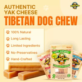 Tibetan Dog Chew Himalayan Yak Chews for Medium Dogs, 4pc Gluten Free and Healthy Dog Treats