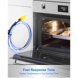 1mm/150mm K-Type Thermocouple Sensor Widely Compatible with Ovens, Barbecue Ovens, Experimental Ovens and Other Equipment, Flexible Thermocouple Sensor with Stainless Steel Probe -40~2012°F