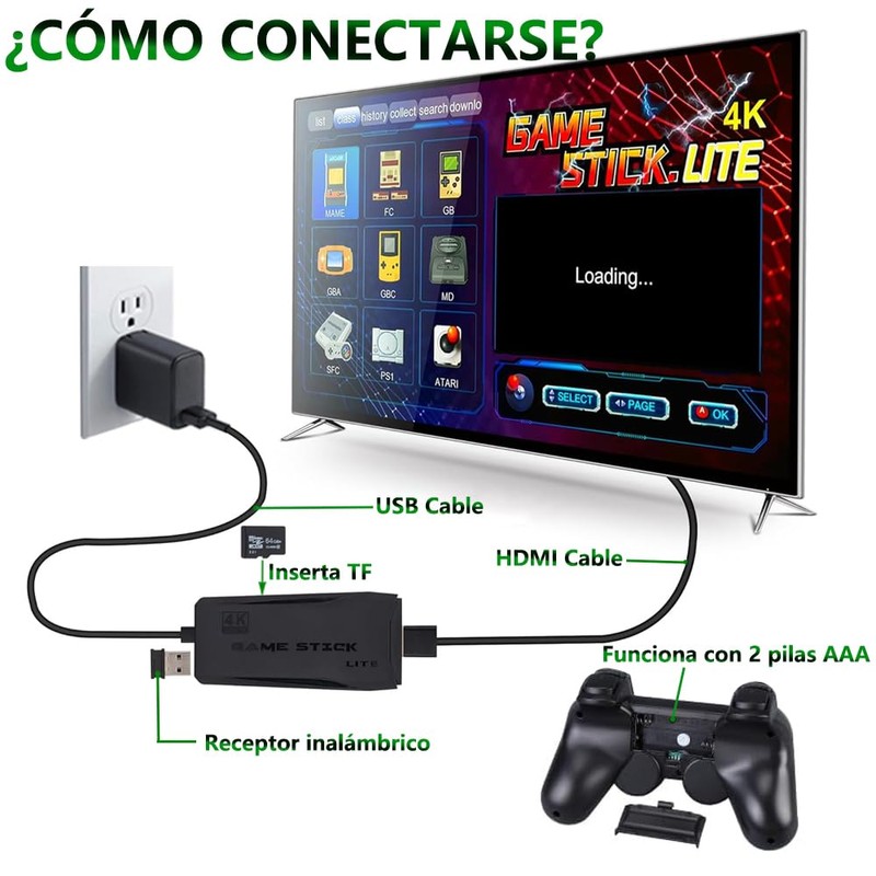 Consola Retro Game Stick 4k,Consola de Videojuegos Retro ,Mini Consola