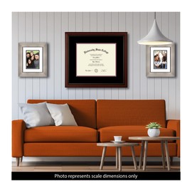 Framerly - 17" w x 14" h Diploma Frame - Eco-Friendly Cherry Moulding with Black and Garnet Matting
