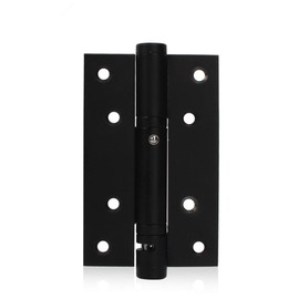 Ranbo Stainless Steel Heavy Duty Spring Loaded Door Butt Hinge,Automatic Closing/Soft Closer/Adjustable Tension/Support Buffer gate 5 X 3 inch Brushed Chrome(1 Pair) Thickness 2.9 mm (Black)