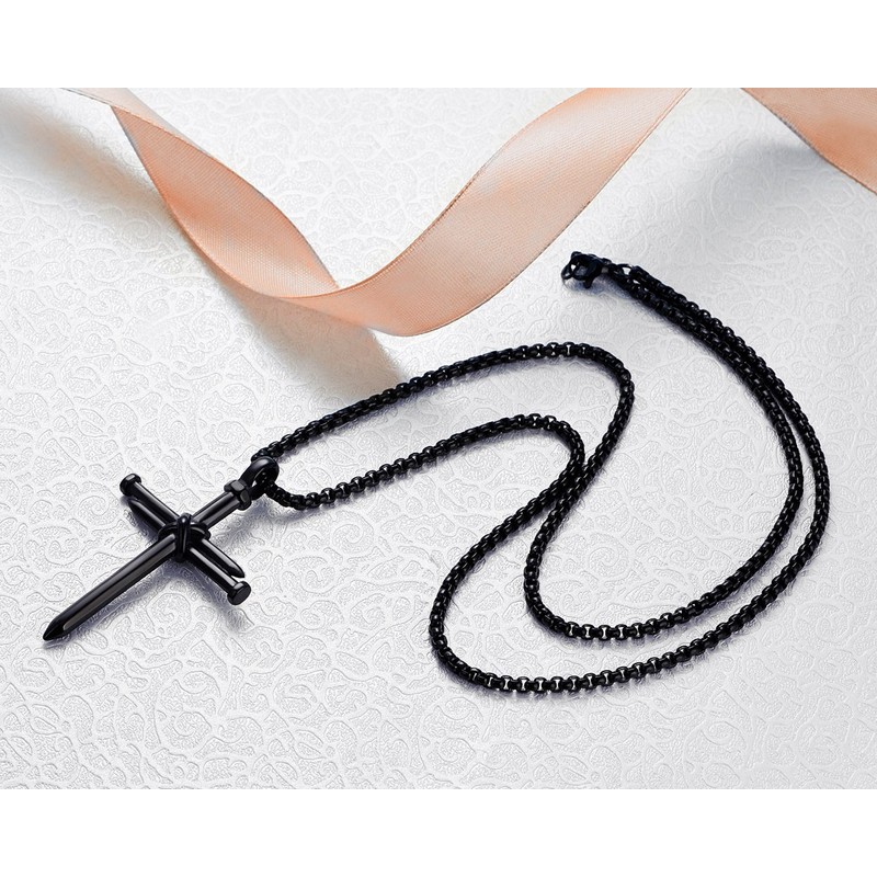 Rehoboth Men's Stainless Steel Nail Cross Pendant Necklace for Womens