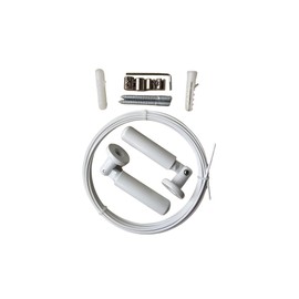 Rope Tension Set for Wall or Ceiling Mounting Length: 5 m Mounting Materials Including 5 Metre Curtain Rope Washing Line (White)