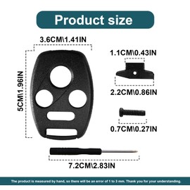 Key Fob Keyless Entry Remote Shell Case & Pad, Only Shell Case & Pad Compatible with Honda Accord/Pilot/CR-Z/Fit/Odyssey/Civic/Ridgeline/CR-V