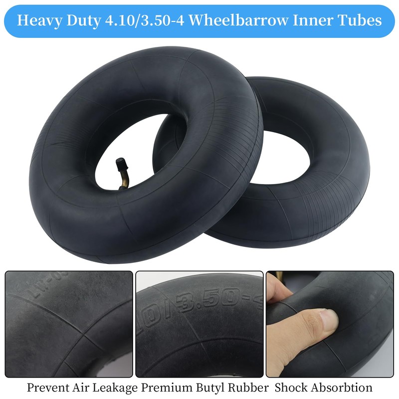 Pack of 2 4.10/3.50-4 Inner Tubes for Wheelbarrows, Wheelbarrow Inner