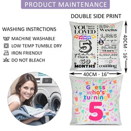 SAMAR 5 Years old Birthday gift idea, Cushion cover pillow 41x41cm size with filling insert printed both sides, Machine washable and iron friendly for boys, girls and baby 5th birthday