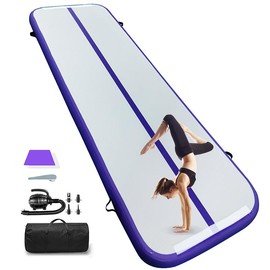 10ft 13ft 16ft 20ft Inflatable Air Gymnastics Mat Track Tumbling Mats with Electric Air Pump 4 Inches Thich for Home Use/Training/Yoga/Outdoor/Water - Color: Purple, Size: 3.3x10FT