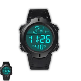AUCANNIO Digital Watches for Men, Multi-Function Wrist Watch, Black Waterproof Sport Watch, Stopwatch Large Dial with LED Light, Calendar Stopwatch Alarm Suitable Running Outdoors Swimming