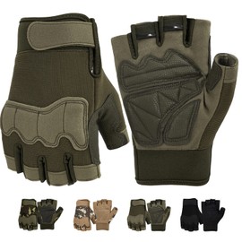 FIORETTO Mens Breathable Padded Fingerless Motorcycle Gloves Half Finger Gloves for Cycling Hiking Climbing Outdoor Sports