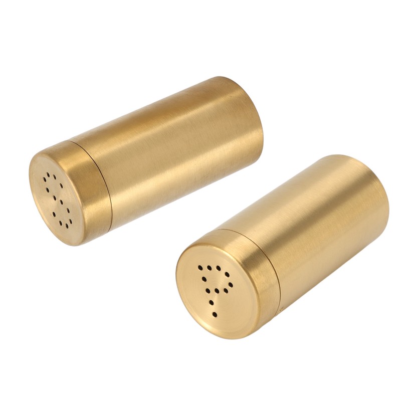 2Pcs Gold Spice Jar Stainless Steel Rustproof Screw Open Top