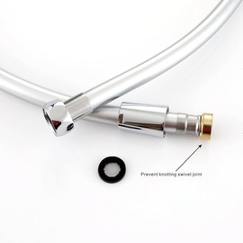Muxios PVC Smooth Shower Hose 2 Meters 78 inch, Replacement Shower Pipe with Brass Connections, Flexible Anti-Twist, Silver