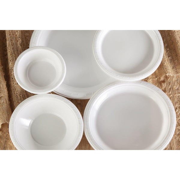 Party Dimensions Round Appetizer 7" | White | Pack of 100 Plastic Plate, 7 inch