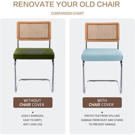 SONNACH Velvet Chair Seat Covers for Mid Century Modern Dining Chairs, Armless Accent Chairs Seat Slipcovers Pack of 4 (Babyblue)