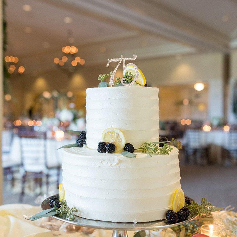 Decoración para tarta LINGPAR con cristales brillantes (75-oro), Dorado