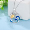 LONAGO Turtle Necklace for Women 925 Sterling Silver Blue Wave