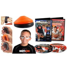 Basketball Dribbling Training Kit - Makes Great Gift for Your Favorite Player - Includes 2 Dribbling DVDs, Dribble Goggles, Cones, Hand Grippers, No Palm Aid