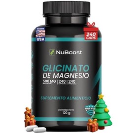Nuboost Glicinato de Magnesio 500 mg - 240 Cpsulas - Magnesio Alta Absorcin - Hecho en USA, Certificado GMP y Sin OMG                                 