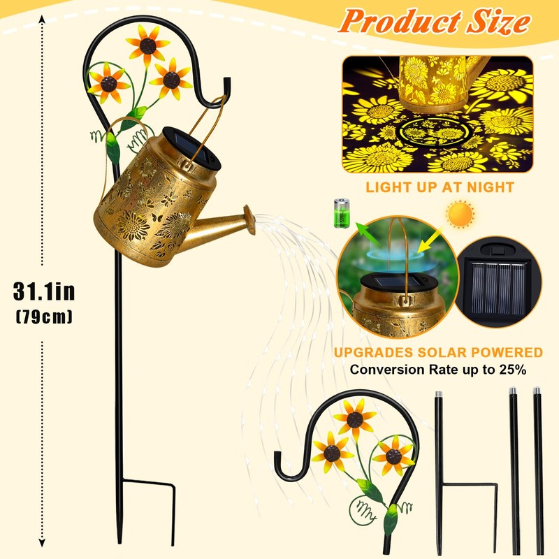 ostritec Solar Watering Can Lights Outdoor Garden Decor, Large Sunflower