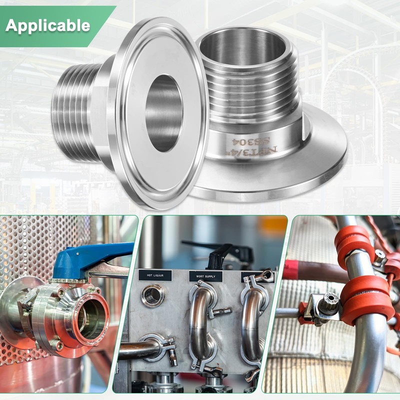 M METERXITY 1-Pack Tri Sanitary 1.5 in Clamp Fittings to