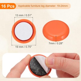 PATIKIL 19mm Furniture Sliders, 16pcs Furniture Movers Sliders Round Gliders Self-Adhesive for Carpet Heavy Furniture Floor Protectors Surface Table Desk Sofa, Orange