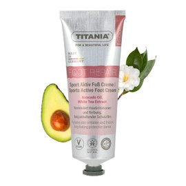 TITANIA Sport Active Foot Cream Nourishing & Protective for Friction - Protective Cream without Deer Tallow with Avocado Oil & White Tea, Vegan, 100% Natural Cosmetics, Microplastic-free Formula, 75
