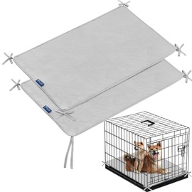 Waterproof Dog Crate Mat with Rope 2 Pack (30’’X19’’), Washable Pee Pads for Dogs, Non-Slip Training Pads for Dogs, Fits 30 Inch Dog Crate