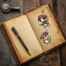 GLOBLELAND Ocean Pirate Animals Clear Stamps Treasure Map Silicone Clear Stamp Transparent Stamps for DIY Scrapbooking and Cards Making Photo Album Journal 6.3x4.33inch