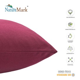 NatureMark Pack of 2 Jersey Cushion Covers, Side Sleeper Pillows, Neck Pillows, Many Sizes and Colours, Oeko-Tex (40 x 60 cm (Suitable for Neck Pillow), Bordeaux Red)