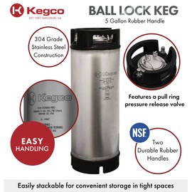 Kegco 3PKM5G-RBT Keg, 5 Gallon, Stainless Steel
