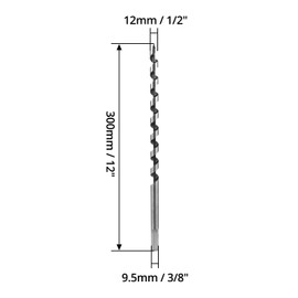 1 Piece Long Wood Auger Drill Bits Hexagonal Auger Bit 12mm x 300mm for Electric Bench Drill Carpentry for Wood Block Brick Tile and Plastic