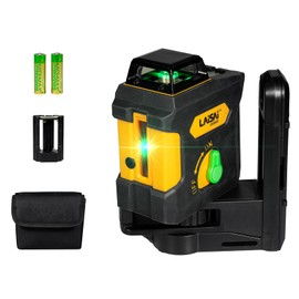LAISAI 360 ° laser level, 100 ft self leveling crosshair laser - used for homes and buildings, orange self leveling crosshair laser, L-shaped bracket, 4 AA batteries included