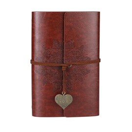 Cumnvulnt Leather Journal Notebook A6 Refillable Notebook Travel Journals for Women 75 Pages Spiral Notebook Vintage Journal Leather Notebook Gift for Men Classic Embossed Retro Pendants 18 X 12 cm