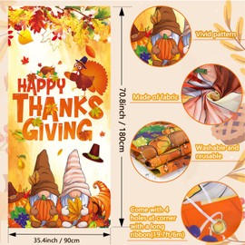 DPKOW Happy Thanksgiving Banner for Thanksgiving Day Decoration, Thanksgiving Backdrop Banner for Thanksgiving Indoor Outdoor Decoration, Thanksgiving Door Wall Decoration, 180 * 90cm