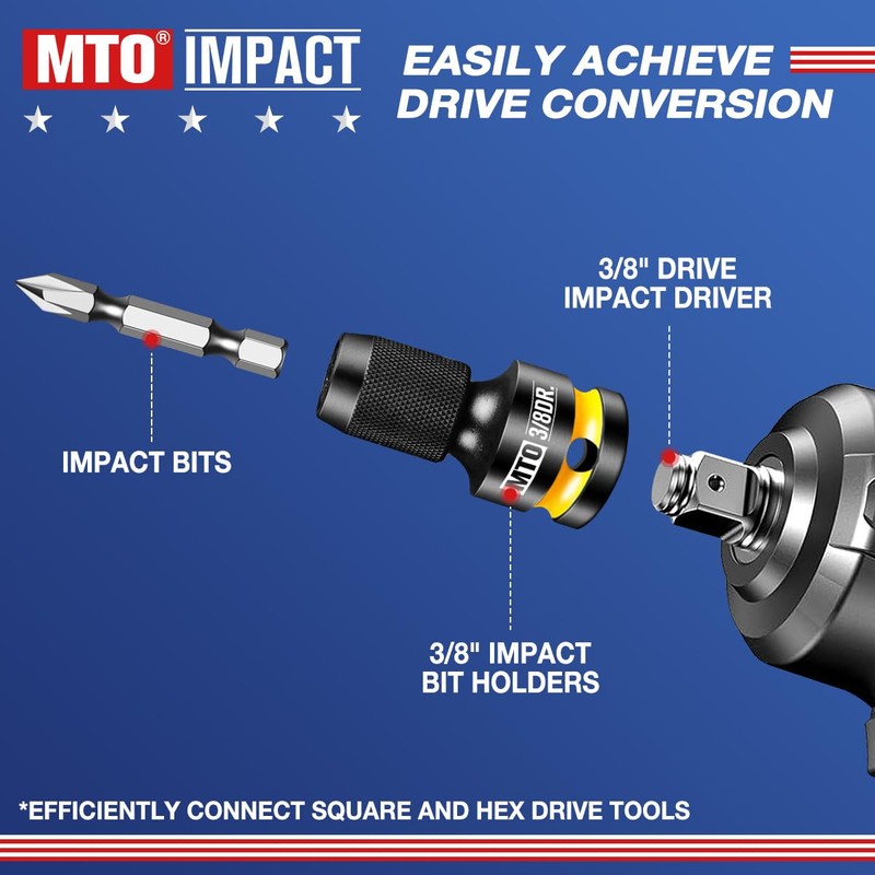 MTO 3/8-Inch Square Drive to 1/4-Inch Hex Socket Adapter, Quick