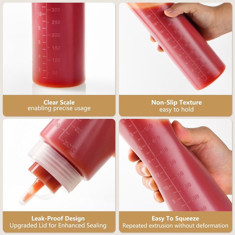 Belinlen 8 Pack 12 oz Plastic Squeeze Squirt Condiment Bottles