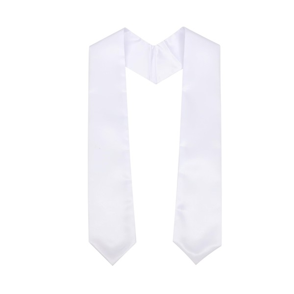 Erligo Unisex Adult Plain Graduation Stole 60" Long (White)