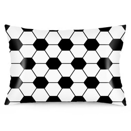 Silk Satin Pillowcase for Hair and Skin,Soccer Theme Pillow Cover Queen Size Pillowcases with Envelope Closure,Sports Soccer Ball Black and White Pillow Covers Bed Cushion Covers for Women,20"x30"