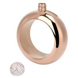 Jerliflyer 3.5 Oz Flask Bracelets For Women,Stainless Ladies Bangle Flasks Funnel Set for Prom Birthdays Bars (Bright Rose Gold)