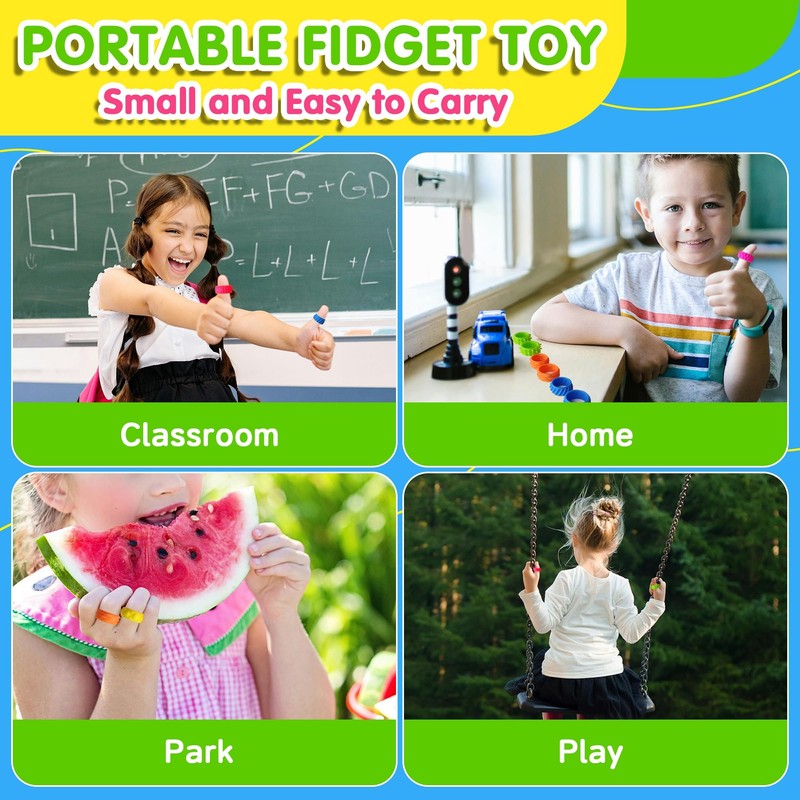 Fidget Toys Kids Sensory Rings: 12 Pack Quiet Calming Spinner