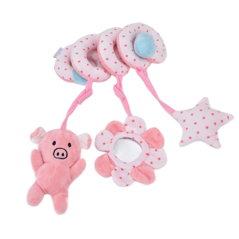 Baby Plush Animal Stroller Toys Spiral Activity Hanging Toys Ringing