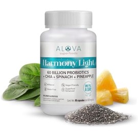 Probióticos 60 Billones con Enzimas Digestivas de Piña  Chía  Espinaca  Probióticos y Prebióticos Naturales  60 Cápsulas Veganas