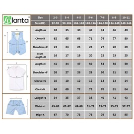LOLANTA Children's Suit Toddler Boy Summer Wedding Festive Suits Vest Set for Children, Summer Boys Suit 4 Pieces 2–12 Years, blue