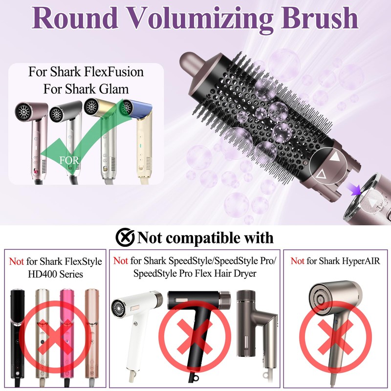 Chivixe Round Brush Attachment for Shark FlexFusion, for Shark Glam