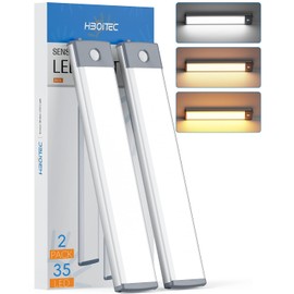 HIBOITEC Under Cabinet Lights - Motion Sensor, 3 Color Temperatures Wireless Rechargeable Night Lights, Dimmable for Kitchen, Wardrobe, Closets, Cupboard