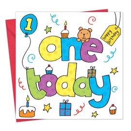 Twizler 1st Birthday Card for Boy or Girl - First Birthday Card Boy - First Birthday Card Girl - Boys Birthday Card Girls - Age 1 Birthday Card - Unisex Childrens Birthday Card