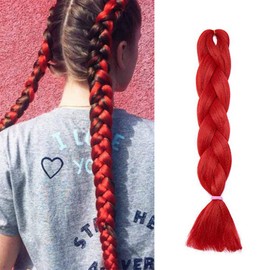 Braids Extensions Braiding Hair Extensions Jumbo Crochet Hair Synthetic Hair Kanekalon Colourful red