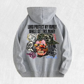 Get Rich Graphic Hoodie 100% Cotton US Warehouse 6 ColorsColor: Brown, Size: M